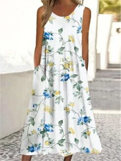 Women's Casual Dress Tank Dress Summer Dress Floral Ditsy Floral Pocket Print Crew Neck Midi Dress Active Fashion Outdoor Daily Sleeveless Regular Fit White Wine Red Summer Spring S M L XL XXL 11 Women's Casual Dress Tank Dress Summer Dress Floral Ditsy Floral Pocket Print Crew Neck Midi Dress Active Fashion Outdoor Daily Sleeveless Regular Fit White Wine Red Summer Spring S M L XL XXL -Casual Print Dress Sales ofminh1689073139832