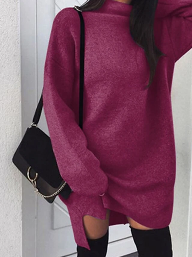 Women's Casual Dress Sweatshirt Dress Mini Dress Fashion Daily Outdoor Holiday Vacation Turtleneck Pure Color Pure Color Loose Fit Yellow Red Blue S M L XL XXL 2 Women's Casual Dress Sweatshirt Dress Mini Dress Fashion Daily Outdoor Holiday Vacation Turtleneck Pure Color Pure Color Loose Fit Yellow Red Blue S M L XL XXL - Image 2