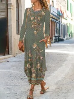 Women's Casual Dress Print Dress Spring Dress Floral Ditsy Floral Pocket Split Crew Neck Long Dress Maxi Dress Fashion Streetwear Outdoor Daily Long Sleeve Regular Fit White Light Green Pink Summer 8 Women's Casual Dress Print Dress Spring Dress Floral Ditsy Floral Pocket Split Crew Neck Long Dress Maxi Dress Fashion Streetwear Outdoor Daily Long Sleeve Regular Fit White Light Green Pink Summer -Casual Print Dress Sales ojbbji1689245777127