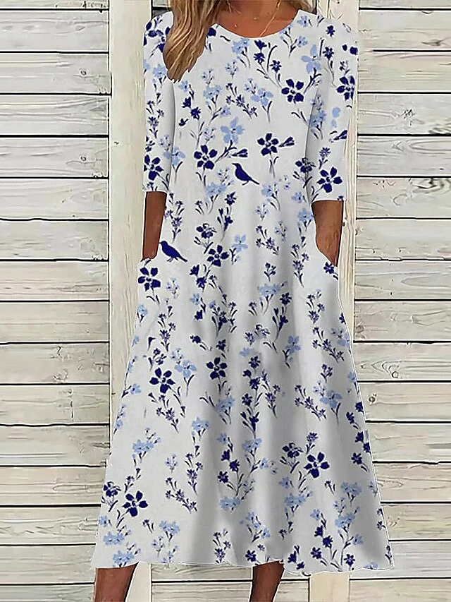 Women's Casual Dress Summer Dress Print Dress Floral Geometric Pocket Print Crew Neck Midi Dress Fashion Mature Outdoor Daily Short Sleeve Loose Fit Black White Red Summer Spring S M L XL XXL 7 Women's Casual Dress Summer Dress Print Dress Floral Geometric Pocket Print Crew Neck Midi Dress Fashion Mature Outdoor Daily Short Sleeve Loose Fit Black White Red Summer Spring S M L XL XXL - Image 7