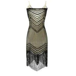 Women's Retro 1920s Fringe Dress Midi Dress Party Halloween Sequins Tassel Fringe Geometric Spaghetti Strap Sleeveless Regular Fit Spring Fall 2023 Silver Black S M L XL -Casual Print Dress Sales okljca1692615918048