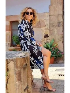 Women's Shirt Dress Work Dress Formal Dress Maxi Long Dress Daily Sports Date Polyester Fashion Elegant V Neck Tie Belt Print Long Sleeve Summer Spring Fall 2023 Regular Fit Blue Green Print Flower -Casual Print Dress Sales okrnlx1692674720679