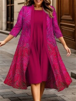 Women's Plus Size Curve Casual Dress Dress Set Two Piece Dress Floral Midi Dress 3/4 Length Sleeve Print Crew Neck Fashion Outdoor Blue Purple Fall Winter L XL XXL 3XL 4XL 5 Women's Plus Size Curve Casual Dress Dress Set Two Piece Dress Floral Midi Dress 3/4 Length Sleeve Print Crew Neck Fashion Outdoor Blue Purple Fall Winter L XL XXL 3XL 4XL -Casual Print Dress Sales ollfnf1695362717138