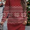 Women's Casual Dress Christmas Dress Sweatshirt Dress Geometric Snowflake Print Crew Neck Mini Dress Fashion Streetwear Outdoor Christmas Long Sleeve Loose Fit Pink Wine Red Fall Winter S M L XL XXL