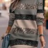 Women's Casual Dress Sweatshirt Dress Mini Dress Warm Fashion Outdoor Vacation Going Out Crew Neck Print Geometric Striped Loose Fit Black Yellow Red S M L XL XXL