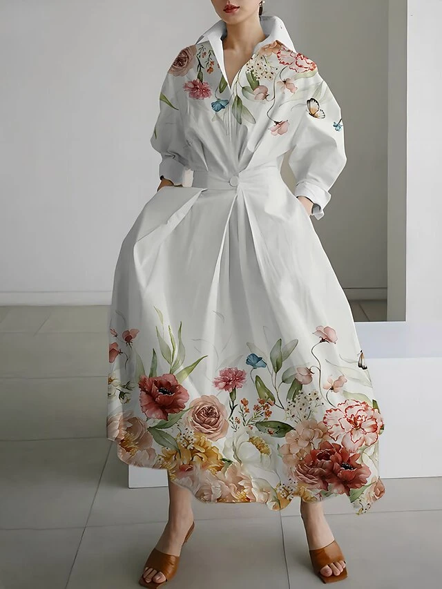 Women's Shirt Dress Casual Dress Swing Dress Maxi Long Dress Outdoor Office Daily Polyester Fashion Modern Shirt Collar Button Pocket Long Sleeve Fall Winter 2023 Loose Fit White Yellow Royal Blue 2 Women's Shirt Dress Casual Dress Swing Dress Maxi Long Dress Outdoor Office Daily Polyester Fashion Modern Shirt Collar Button Pocket Long Sleeve Fall Winter 2023 Loose Fit White Yellow Royal Blue - Image 2