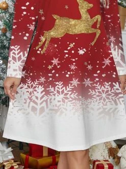 Women's Casual Dress Christmas Dress Winter Dress Reindeer Snowflake Print Scalloped Neck Mini Dress Fashion Streetwear Outdoor Christmas Long Sleeve Regular Fit Wine Fall Winter S M L XL XXL 5 Women's Casual Dress Christmas Dress Winter Dress Reindeer Snowflake Print Scalloped Neck Mini Dress Fashion Streetwear Outdoor Christmas Long Sleeve Regular Fit Wine Fall Winter S M L XL XXL -Casual Print Dress Sales opglvv1697612936336
