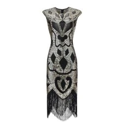 Women's Retro 1920s Fringe Dress Midi Dress Party Halloween Sequins Tassel Fringe Geometric Crewneck Sleeveless Regular Fit Spring Fall 2023 Black Red S M L XL -Casual Print Dress Sales opyfwg1692849054807