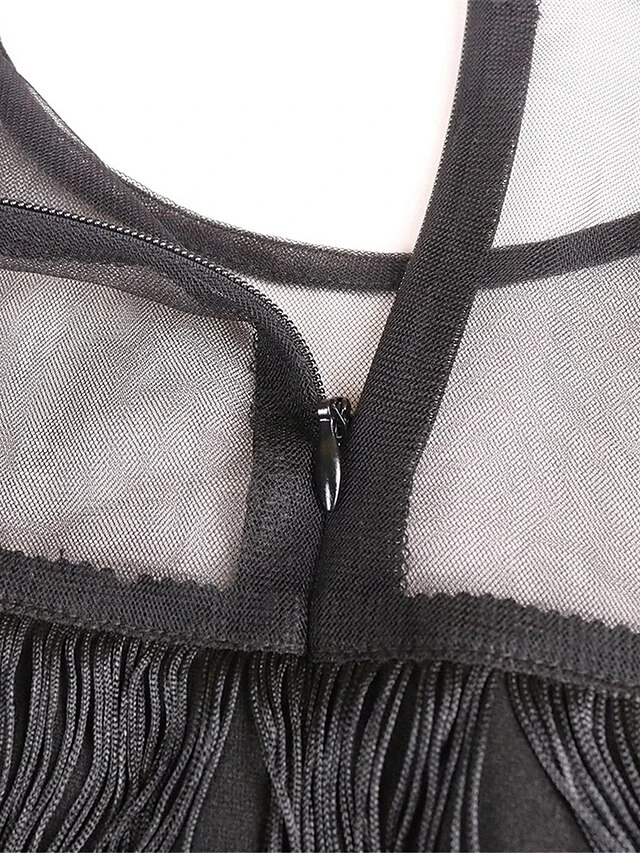 Women‘s Plus Size Curve Prom Dress Party Dress Fringe Dress Long Dress Maxi Dress Black Blue Short Sleeve Pure Color Tassel Fringe Summer Spring Fall Crew Neck Fashion Wedding Guest Vacation 4 Women‘s Plus Size Curve Prom Dress Party Dress Fringe Dress Long Dress Maxi Dress Black Blue Short Sleeve Pure Color Tassel Fringe Summer Spring Fall Crew Neck Fashion Wedding Guest Vacation - Image 4