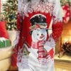 Women's Christmas Casual Dress Sweatshirt Dress Mini Dress Warm Fashion OutdoorHoliday Crew Neck Pocket Print Snowman Snowflake Loose Fit Red Purple Green S M L XL XXL