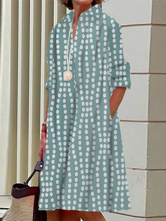 Women's Shirt Dress Casual Dress Midi Dress Outdoor Office Daily Polyester Fashion Modern Shirt Collar Button Pocket Long Sleeve Fall Winter 2023 Loose Fit Black Navy Blue Blue Geometric Color Block 3 Women's Shirt Dress Casual Dress Midi Dress Outdoor Office Daily Polyester Fashion Modern Shirt Collar Button Pocket Long Sleeve Fall Winter 2023 Loose Fit Black Navy Blue Blue Geometric Color Block - Image 3