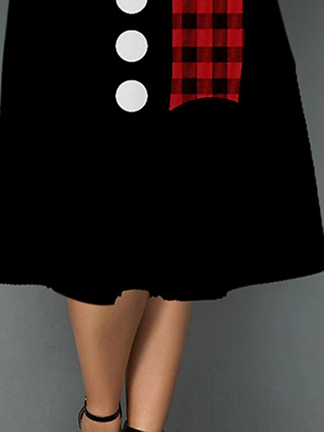 Women‘s Christmas Plus Size Work Dress Snowman Crew Neck 3/4 Length Sleeve Fall Winter Work Elegant Knee Length Dress Going Out Dress 2 Women‘s Christmas Plus Size Work Dress Snowman Crew Neck 3/4 Length Sleeve Fall Winter Work Elegant Knee Length Dress Going Out Dress - Image 2