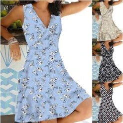 Women's Casual Dress Floral Dress Print Dress Midi Dress Black Purple Beige Sleeveless Floral Print Summer Spring V Neck Fashion Loose Fit 2023 S M L XL XXL 3XL 4XL 5XL
