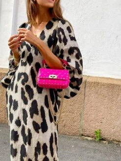 Women's Casual Dress Midi Dress Leopard 3/4 Length Sleeve Leopard Split Summer Spring V Neck Casual 2023 S M L XL XXL -Casual Print Dress Sales oslsbm1695716024064