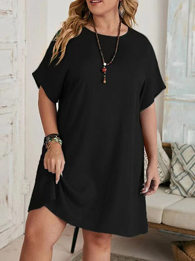 Women‘s Plus Size Curve Casual Dress T Shirt Dress Tee Dress Shift Dress Solid Color Midi Dress Short Sleeve Crew Neck Basic Daily Black Red Spring Summer L 3XL 4XL 5XL 6XL 17 Women‘s Plus Size Curve Casual Dress T Shirt Dress Tee Dress Shift Dress Solid Color Midi Dress Short Sleeve Crew Neck Basic Daily Black Red Spring Summer L 3XL 4XL 5XL 6XL - Image 17