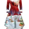 Women‘s Christmas Casual Dress Vintage Dress Light Red Red Long Sleeve Letter Feather Winter Fall Autumn V Neck Modern Daily Vacation 2022 S M L XL XXL