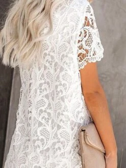 Women's Party Dress Lace Dress T Shirt Dress Tee Dress Mini Dress White Short Sleeve Pure Color Lace Summer Spring Crew Neck Casual 2022 S M L XL XXL 8 Women's Party Dress Lace Dress T Shirt Dress Tee Dress Mini Dress White Short Sleeve Pure Color Lace Summer Spring Crew Neck Casual 2022 S M L XL XXL -Casual Print Dress Sales otpbyj1650596475961