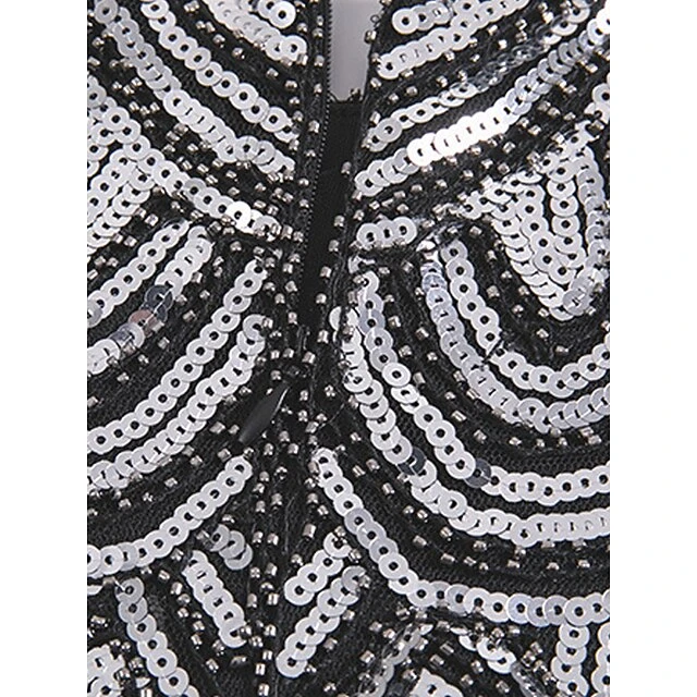 Women's Retro 1920s Fringe Dress Midi Dress Party Holiday Sequins Tassel Fringe Geometric Crewneck Short Sleeve Regular Fit Spring Fall 2023 Silver Black XS S M L 14 Women's Retro 1920s Fringe Dress Midi Dress Party Holiday Sequins Tassel Fringe Geometric Crewneck Short Sleeve Regular Fit Spring Fall 2023 Silver Black XS S M L - Image 14