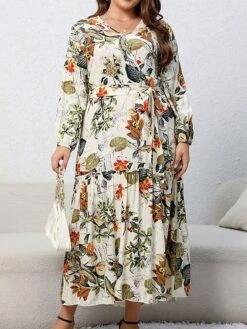 Women's Casual Dress Swing Dress Print Dress Leaf Floral Ruffle Print V Neck Long Dress Maxi Dress Fashion Streetwear Outdoor Daily Long Sleeve Regular Fit Blue Apricot Fall Winter XL XXL 3XL 4XL 22 Women's Casual Dress Swing Dress Print Dress Leaf Floral Ruffle Print V Neck Long Dress Maxi Dress Fashion Streetwear Outdoor Daily Long Sleeve Regular Fit Blue Apricot Fall Winter XL XXL 3XL 4XL -Casual Print Dress Sales ouxkud1697539483055