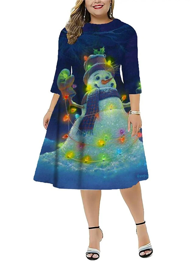 Women‘s Plus Size Christmas Dress Work Dress Santa Claus 3/4 Length Sleeve Winter Fall Midi Dress Christmas Dress Work Dress 5 Women‘s Plus Size Christmas Dress Work Dress Santa Claus 3/4 Length Sleeve Winter Fall Midi Dress Christmas Dress Work Dress - Image 5