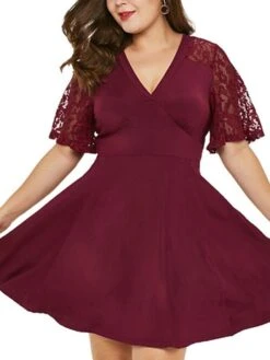 Women‘s Plus Size Curve Party Dress Solid Color V Neck Ruched Short Sleeve Fall Spring Casual Prom Dress Maxi Long Dress Casual Daily DressHomecoming DressLace 12 Women‘s Plus Size Curve Party Dress Solid Color V Neck Ruched Short Sleeve Fall Spring Casual Prom Dress Maxi Long Dress Casual Daily DressHomecoming DressLace -Casual Print Dress Sales ovepmy1640249954518