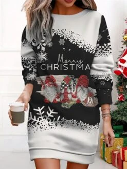 Women's Christmas Casual Dress Sweatshirt Dress Mini Dress Warm Fashion OutdoorVacation Crew Neck Print Geometric Santa ClausTree Loose Fit Black White Wine S M L XL XXL 10 Women's Christmas Casual Dress Sweatshirt Dress Mini Dress Warm Fashion OutdoorVacation Crew Neck Print Geometric Santa ClausTree Loose Fit Black White Wine S M L XL XXL -Casual Print Dress Sales ovxven1695365434125