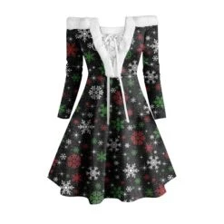 Women's Christmas Swing Dress Vintage Dress Mini Dress Green Light Green Wine Red Navy Blue White Long Sleeve Snowman Tree Snowflake Backless Feather Print Winter Fall Off Shoulder Vacation Stylish -Casual Print Dress Sales owejjf1667294386987