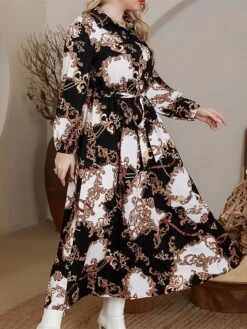 Women's Plus Size Curve Work Dress Swing Dress Semi Formal Dress Fashion Midi Dress Lace Up Button Shirt Collar Long Sleeve Floral Loose Fit Black Fall Winter L XL XXL 3XL 4XL 8 Women's Plus Size Curve Work Dress Swing Dress Semi Formal Dress Fashion Midi Dress Lace Up Button Shirt Collar Long Sleeve Floral Loose Fit Black Fall Winter L XL XXL 3XL 4XL -Casual Print Dress Sales owmttq1693300622266