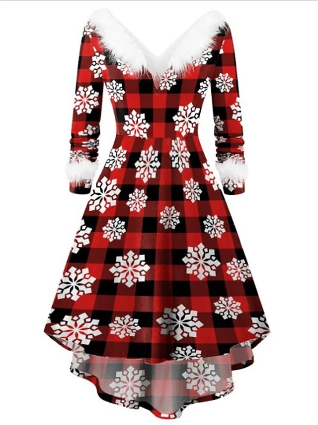 Women's Christmas Casual Dress Swing Dress Light Pink Wine Red White Black Long Sleeve Elk SnowmanTree Feather Print Winter Fall V Neck Vintage ElegantFall Dress 2022 S M L XL XXL 1 Women's Christmas Casual Dress Swing Dress Light Pink Wine Red White Black Long Sleeve Elk SnowmanTree Feather Print Winter Fall V Neck Vintage ElegantFall Dress 2022 S M L XL XXL