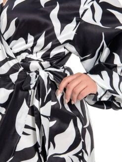 Women's Plus Size Curve Work Dress Satin Dress Wrap Dress Floral Midi Dress Long Sleeve Split V Neck Fashion Office Black Fall Winter L XL XXL 3XL 4XL -Casual Print Dress Sales owxlyg1694772974671