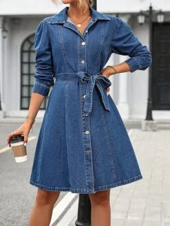 Women's Shirt Dress Casual Dress Mini Dress Outdoor Daily Vacation Denim Fashion Classic Shirt Collar Lace Up Button Long Sleeve Fall Winter 2023 Loose Fit Blue Pure Color XS S M L 9 Women's Shirt Dress Casual Dress Mini Dress Outdoor Daily Vacation Denim Fashion Classic Shirt Collar Lace Up Button Long Sleeve Fall Winter 2023 Loose Fit Blue Pure Color XS S M L -Casual Print Dress Sales oyyijj1695644888886