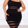 Women's Plus Size Curve Party Dress Bodycon Sheath Dress Plain Midi Dress Sleeveless Mesh Backless Strap Fashion Party Black Spring Fall XL XXL 3XL 4XL 5XL