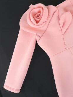 Women's Plus Size Curve Party Dress Bodycon Sheath Dress Plain Midi Dress Long Sleeve Split Off Shoulder Fashion Party Pink Fall Winter XL XXL 3XL 4XL -Casual Print Dress Sales parcuk1694165814613