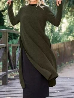 Women's Casual Dress Sweater Dress Sweatshirt Dress Midi Dress Black Army Green Gray Long Sleeve Pure Color Split Fall Winter Autumn Crew Neck Casual Winter Dress Vacation Fall Dress 2023 S M L XL 13 Women's Casual Dress Sweater Dress Sweatshirt Dress Midi Dress Black Army Green Gray Long Sleeve Pure Color Split Fall Winter Autumn Crew Neck Casual Winter Dress Vacation Fall Dress 2023 S M L XL -Casual Print Dress Sales pbcujx1665476053873