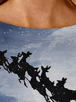 Women's Christmas T Shirt Dress Tee Dress Print Dress Light Blue Long Sleeve Animal Print Patchwork Print Fall Spring Crew Neck Classic Modern Fall Dress Loose Fit 2022 S M L XL 2XL 3XL 4XL -Casual Print Dress Sales pbrkzq1665744272388