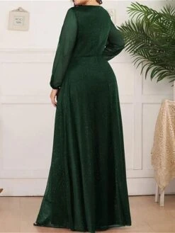 Women's Plus Size Curve Party Dress Sheath Dress Burgundy Dress Solid Color Plain Long Dress Maxi Dress Long Sleeve V Neck Fashion Party Black Wine Fall Winter L XL XXL 3XL 4XL -Casual Print Dress Sales peojdm1695018855463