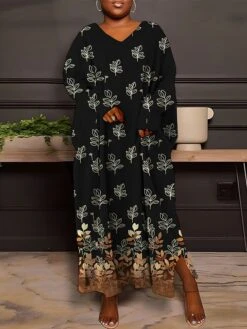 Women's Plus Size Curve Casual Dress Sweatshirt Dress Winter Dress Floral Gradient Long Dress Maxi Dress Long Sleeve Split Print V Neck Fashion Outdoor Black White Fall Winter L XL XXL 3XL 4XL 9 Women's Plus Size Curve Casual Dress Sweatshirt Dress Winter Dress Floral Gradient Long Dress Maxi Dress Long Sleeve Split Print V Neck Fashion Outdoor Black White Fall Winter L XL XXL 3XL 4XL -Casual Print Dress Sales pfqpcr1693387362196