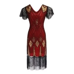 Women's Retro 1920s Fringe Dress Midi Dress Party Halloween Sequins Tassel Fringe Geometric V Neck Short Sleeve Regular Fit Spring Fall 2023 Black Light Red XS S M L 11 Women's Retro 1920s Fringe Dress Midi Dress Party Halloween Sequins Tassel Fringe Geometric V Neck Short Sleeve Regular Fit Spring Fall 2023 Black Light Red XS S M L -Casual Print Dress Sales pgtoxv1692611978192