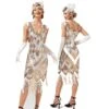 Women's Retro 1920s Fringe Dress Midi Dress Party Halloween Sequins Tassel Fringe Geometric V Neck Sleeveless Regular Fit Spring Fall 2023 Silver Black XS S M L