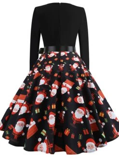 Women's Christmas Retro 1950s Vintage Dress Midi Dress Party Ruched Bow Fruit V Neck Long Sleeve Regular Fit Fall Winter 2023 Deep Green Black S M L XL -Casual Print Dress Sales phzmoh1695363824853