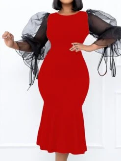 Women‘s Plus Size Curve Party Dress Color Block Crew Neck Mesh 3/4 Length Sleeve Spring Fall Prom Dress Midi Dress Party Going Out Dress 12 Women‘s Plus Size Curve Party Dress Color Block Crew Neck Mesh 3/4 Length Sleeve Spring Fall Prom Dress Midi Dress Party Going Out Dress -Casual Print Dress Sales pihicy1656067338402