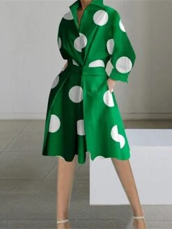 Women's Shirt Dress Casual Dress Swing Dress Midi Dress Outdoor Daily Vacation Polyester Fashion Casual Shirt Collar Button Pocket Long Sleeve Spring Fall Winter 2023 Loose Fit Black White Yellow -Casual Print Dress Sales pjdjxk1695027663328