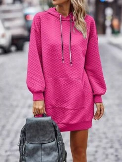 Women's Casual Dress Hoodie Dress Winter Dress Mini Dress Pocket Daily Date Going Out Active Fashion Hooded Long Sleeve 2023 Loose Fit Black Wine Navy Blue Color S M L XL XXL Size -Casual Print Dress Sales pjdslq1694601029595