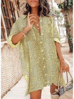 Women's Shirt Dress Short Mini Dress Light Blue Long Sleeve Leopard Button Spring Summer Shirt Collar Stylish Casual Sexy Lantern Sleeve Boom Sale Dress XXL 14 Women's Shirt Dress Short Mini Dress Light Blue Long Sleeve Leopard Button Spring Summer Shirt Collar Stylish Casual Sexy Lantern Sleeve Boom Sale Dress XXL -Casual Print Dress Sales pmajnh1616406151649
