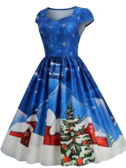 Women's Christmas Swing Dress Vintage DressKnee Length Dress Blue Wine Red Light BlueShort Sleeve Santa Claus Snowman Tree Print Fall Winter Square Neck Vintage Elegant Slim 2022 S M L XL 31 Women's Christmas Swing Dress Vintage DressKnee Length Dress Blue Wine Red Light BlueShort Sleeve Santa Claus Snowman Tree Print Fall Winter Square Neck Vintage Elegant Slim 2022 S M L XL -Casual Print Dress Sales pnmagb1665475229805