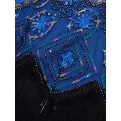 Women's Retro 1920s Fringe Dress Midi Dress Party Halloween Sequins Tassel Fringe Floral V Neck Sleeveless Regular Fit Spring Fall 2023 Black Pink S M L XL -Casual Print Dress Sales pnpzco1692849154198