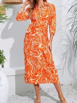 Women's Shirt Dress Casual Dress Wrap Dress Midi Dress Outdoor Daily Date Polyester Fashion Casual Split Neck Lace Up Split Long Sleeve Fall Winter 2023 Regular Fit Orange Green Floral S M L XL 31 Women's Shirt Dress Casual Dress Wrap Dress Midi Dress Outdoor Daily Date Polyester Fashion Casual Split Neck Lace Up Split Long Sleeve Fall Winter 2023 Regular Fit Orange Green Floral S M L XL -Casual Print Dress Sales pnscoy1695367392144