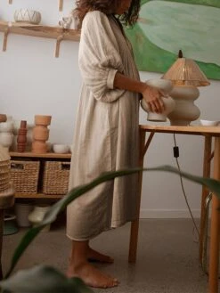 Women's Shirt Dress Casual Dress Midi Dress Outdoor Daily Date Cotton Basic Classic V Neck Ruched Long Sleeve Fall Winter 2023 Loose Fit Black Green Apricot Pure Color S M L XL -Casual Print Dress Sales poafdy1695096321134