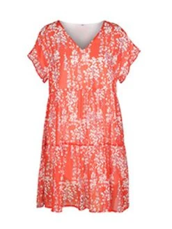 Women's Casual Dress Chiffon Dress Floral Dress Floral Color Block Print V Neck Mini Dress Active Fashion Outdoor Street Short Sleeve Regular Fit White Pink Red Summer Spring S M L XL XXL -Casual Print Dress Sales posapu1688036793308