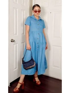 Women's Denim Shirt Dress Maxi Long Dress Dark Blue Light Blue Short Sleeve Solid Color Pocket Button Spring Summer Shirt Collar Hot Casual Vintage 2023 S M L XL XXL 3XL / Loose 13 Women's Denim Shirt Dress Maxi Long Dress Dark Blue Light Blue Short Sleeve Solid Color Pocket Button Spring Summer Shirt Collar Hot Casual Vintage 2023 S M L XL XXL 3XL / Loose -Casual Print Dress Sales ppczjb1692674506451